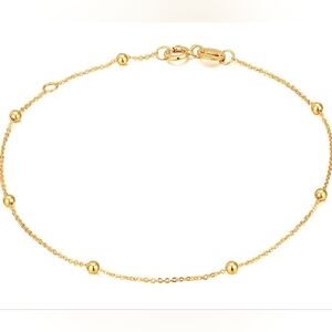 14k Solid Gold Dainty Beaded Bracelet New in Box